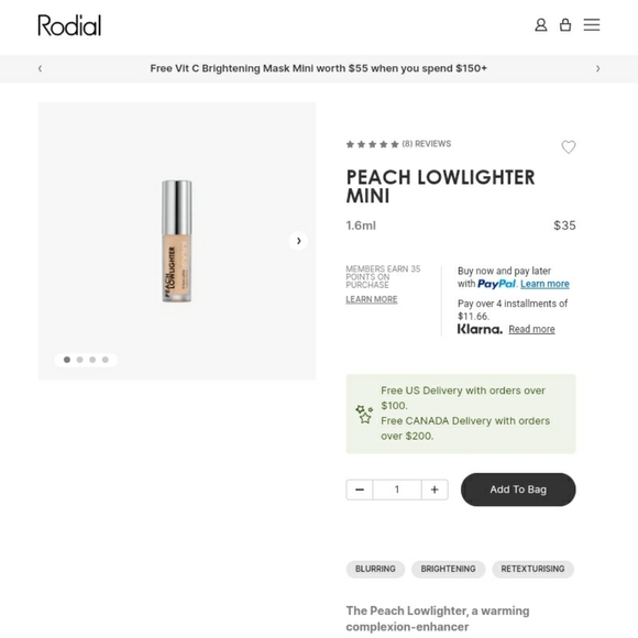 Rodial Peach Lowlighter Mini Travel Size, 1.6 ml *Brand New in Box! - Picture 15 of 16
